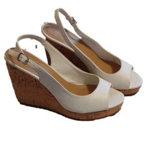 Chateau White leather platforms shoes slip ons women size 38